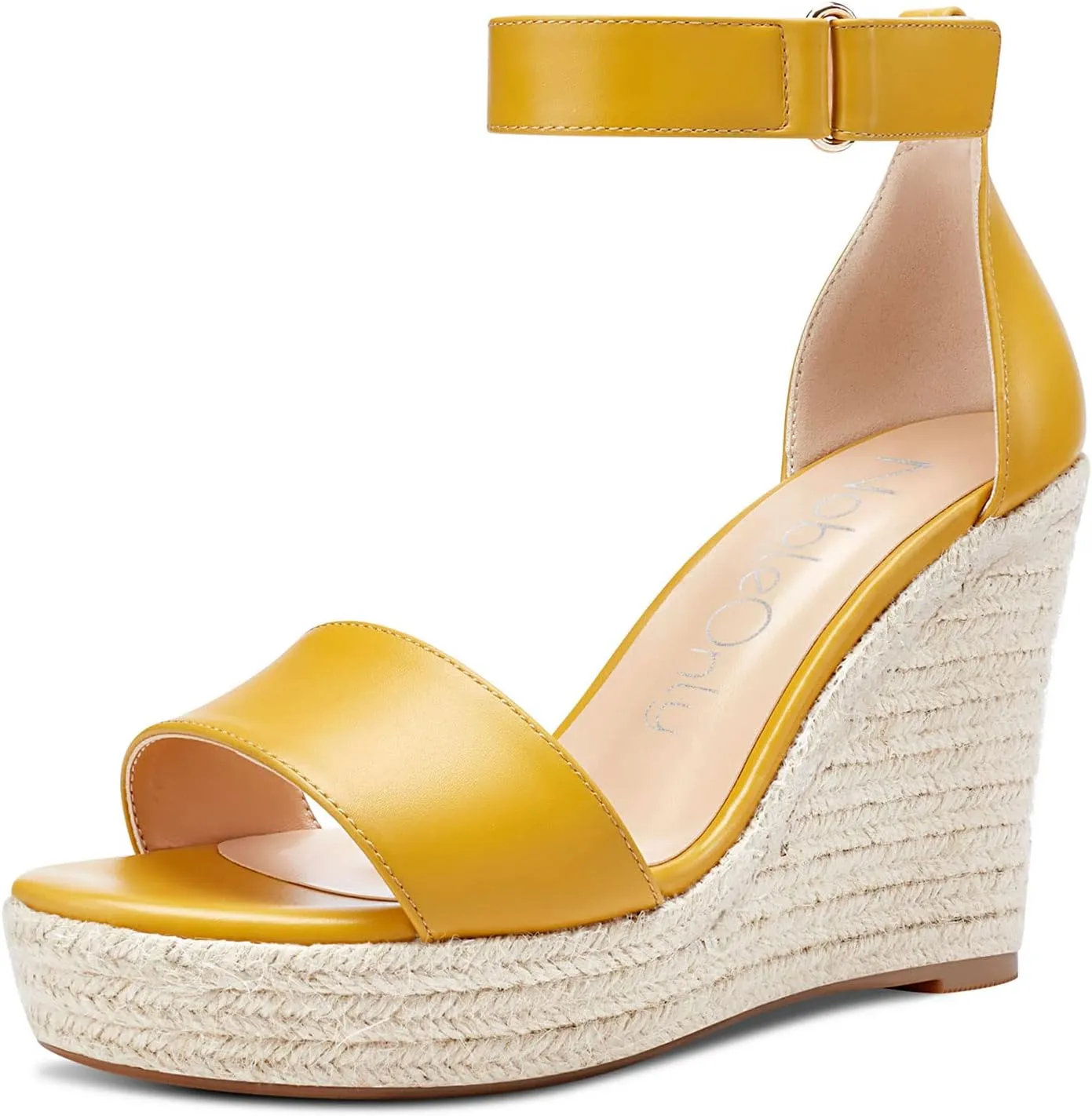 NobleOnly Womens High Heels Platform Wedge Sandals Ankle-Strap Peep-Toe Sandal Plus Shoes 10CM Heel