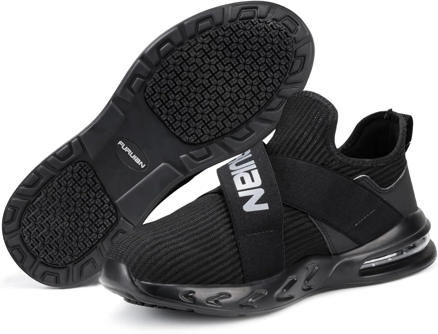 Non Slip Work Shoes for Women Men Slip on Sneakers Women Slip Resistant Waterproof Chef Kitchen Shoes Zapatos De Trabajo para Hombres, Black