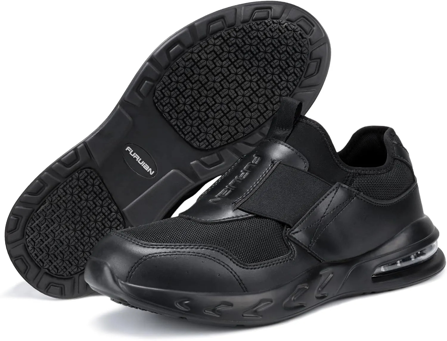 Non Slip Work Shoes for Women Men Slip on Sneakers Women Slip Resistant Waterproof Chef Kitchen Shoes Zapatos De Trabajo para Hombres, Black