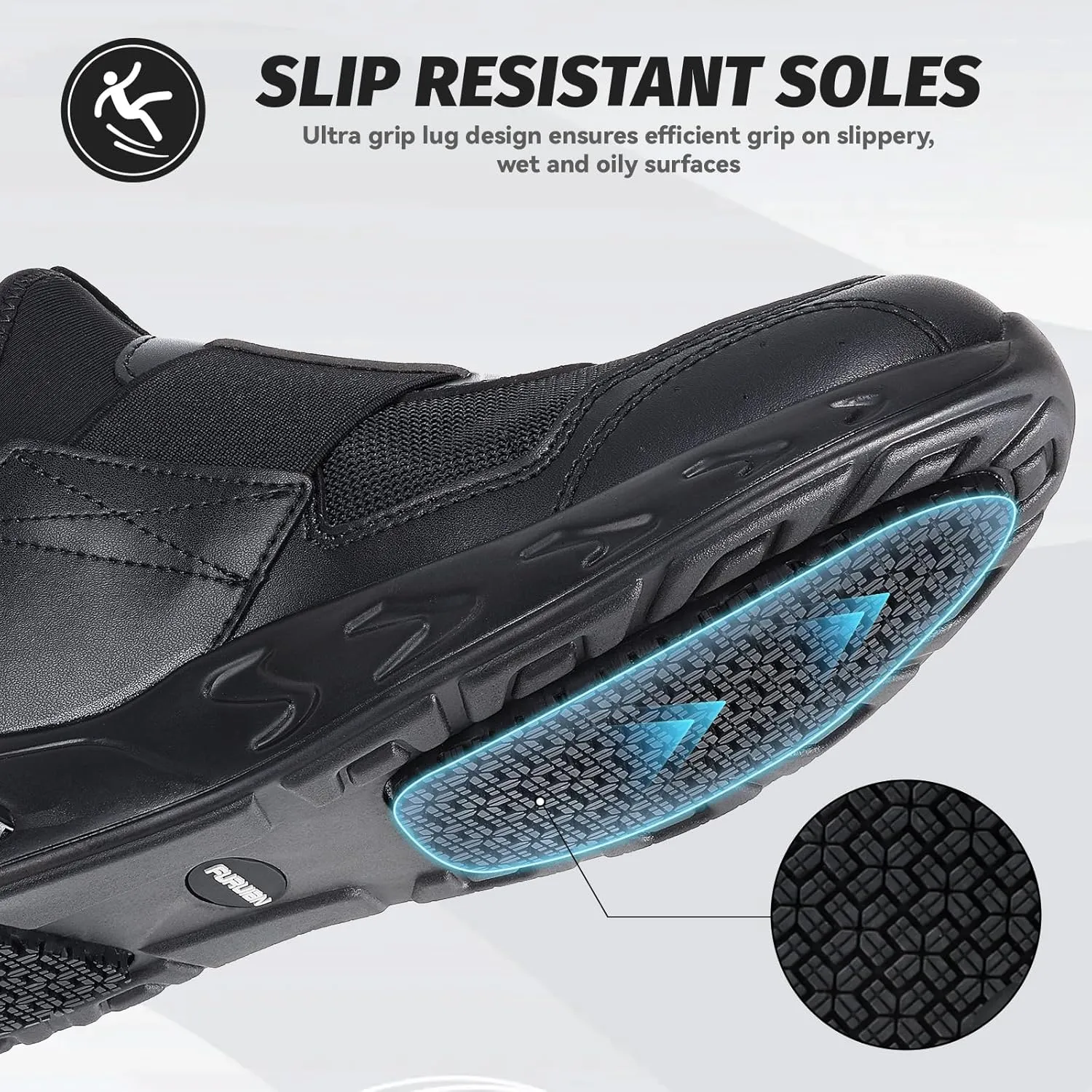 Non Slip Work Shoes for Women Men Slip on Sneakers Women Slip Resistant Waterproof Chef Kitchen Shoes Zapatos De Trabajo para Hombres, Black
