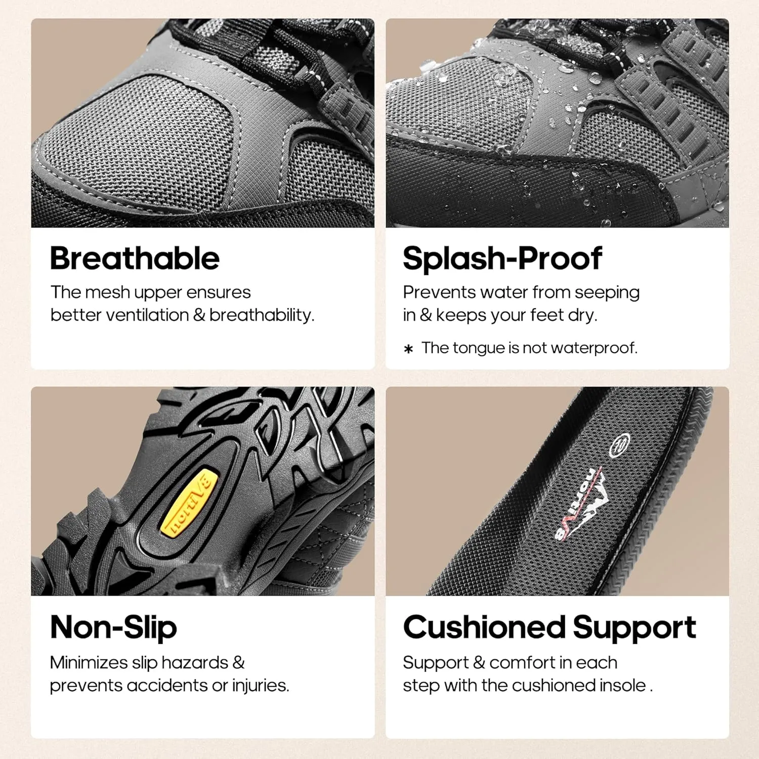 NORTIV 8 Men's Slip on Hiking Shoes Lightweight Trekking Camping Walking Outdoor Shoes