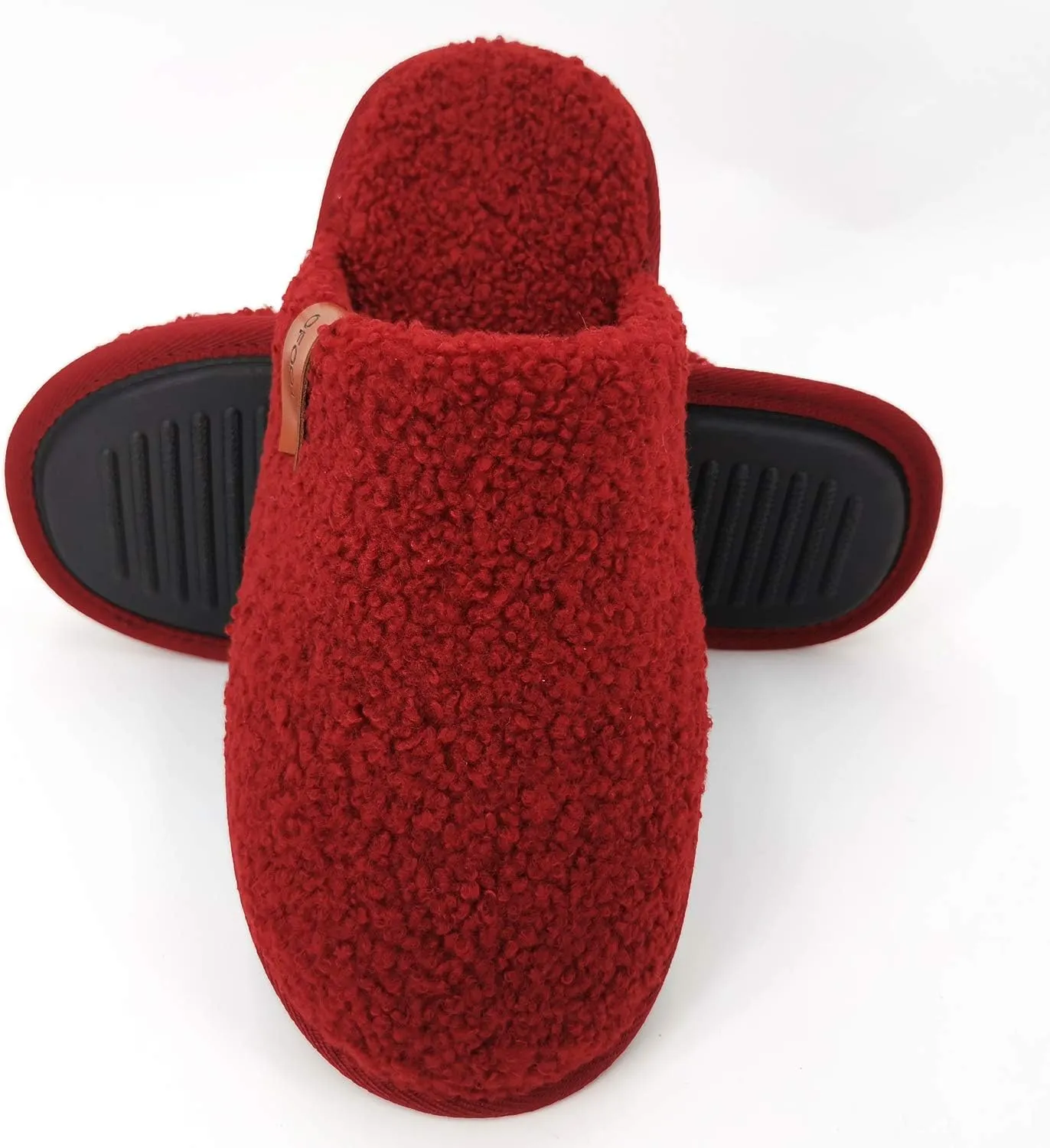ofoot Womens Warm Fuzzy House Slippers Indoor Slip On Bedroom Shoes with Memory Foam Insole Non Skid Rubber Soles