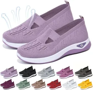 Orthopedic Shoes for Women Lightweight Wide Width Arch Support Woven Mesh Breathable Comfortable Soft Soled Nurse Shoes Slip On Diabetic Sneakers