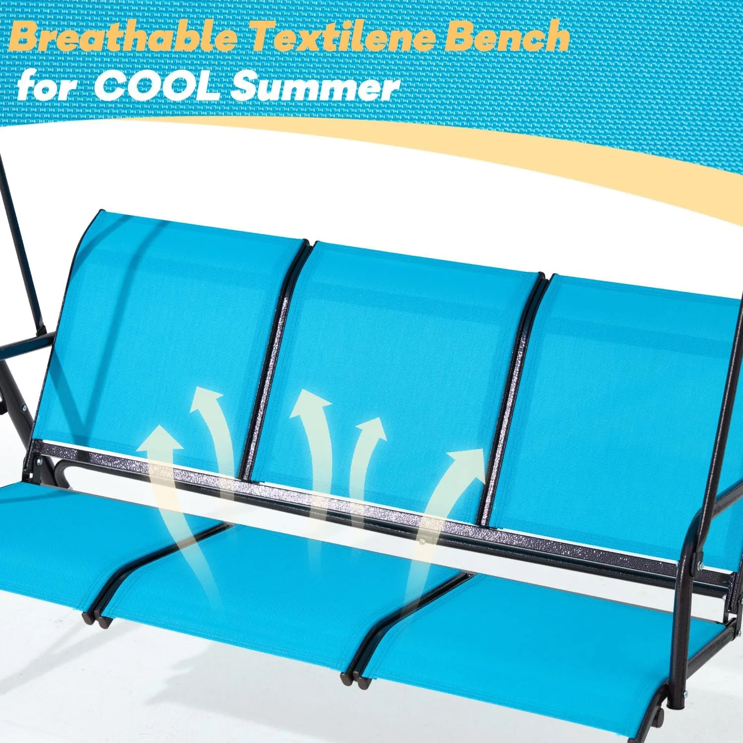 Outdoor Patio Swing with Adjustable Canopy for Backyard, Porch, Garden,Textilene Seat,(Lake Blue)