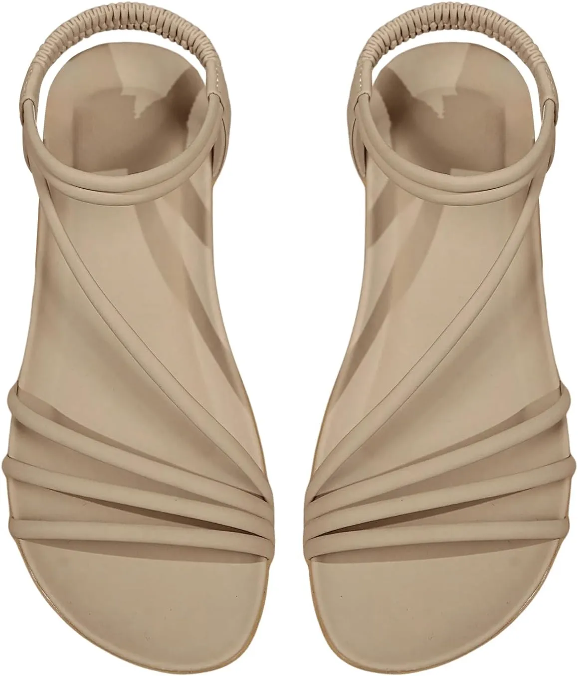 OYOANGLE Women's Leather Strappy Slingback Sandals Open Toe Slide On Ankle Strap Flat Sandals