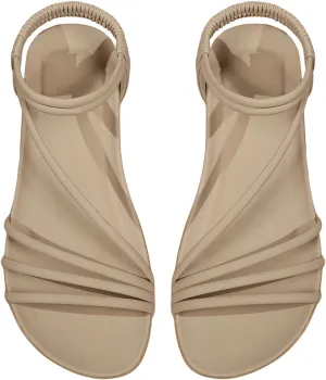 OYOANGLE Women's Leather Strappy Slingback Sandals Open Toe Slide On Ankle Strap Flat Sandals