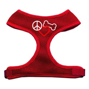Peace, Love, Bone Design Soft Mesh Harnesses Red Extra Large