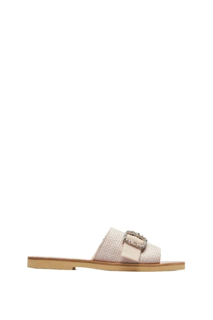 Pink Flat Slides With Diamond