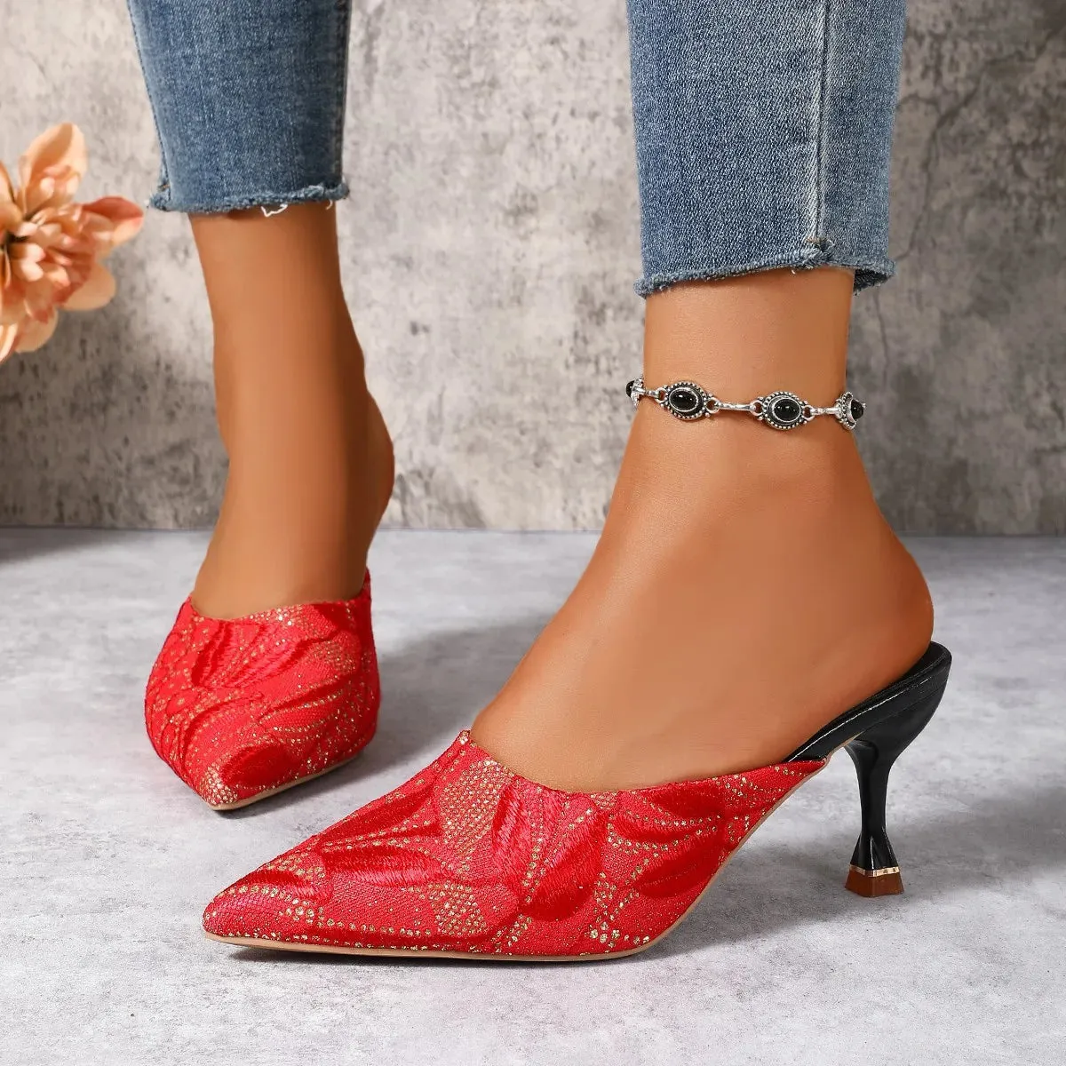 Point Toe Kitten Heels Sandals