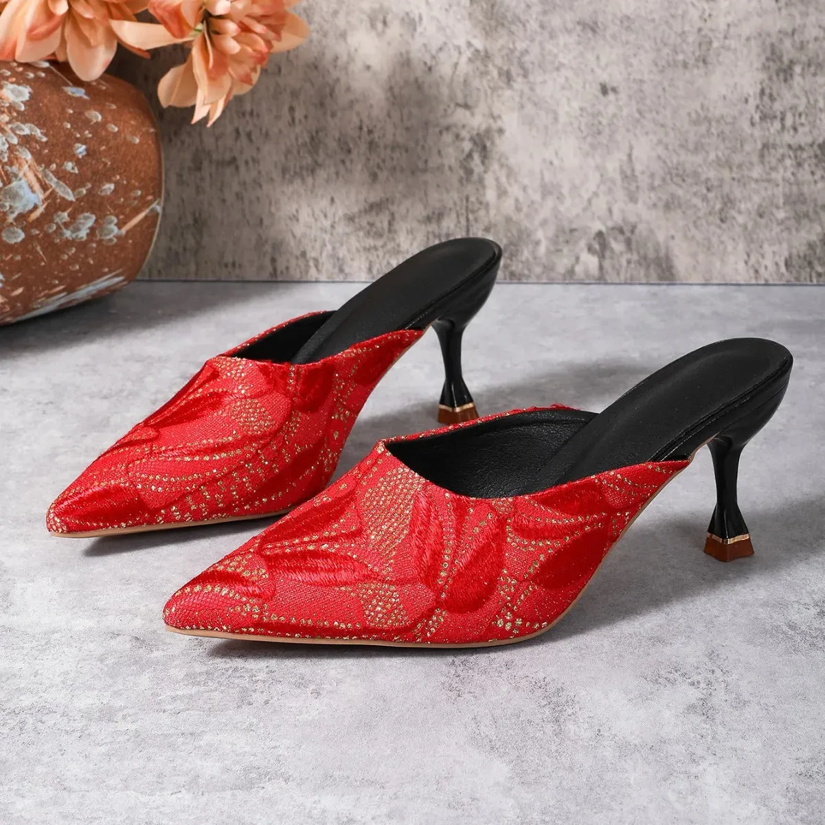 Point Toe Kitten Heels Sandals