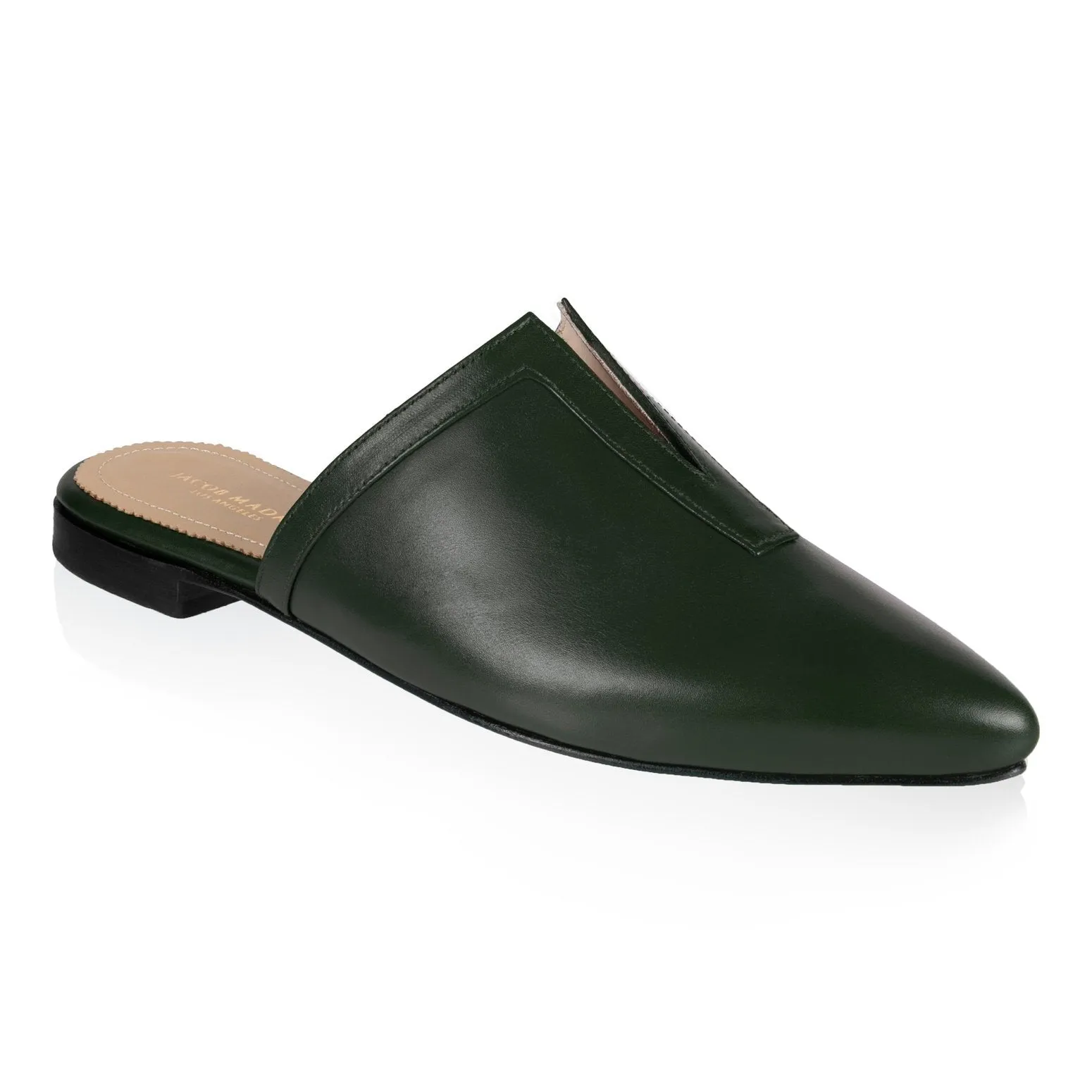 Pointy-toe Flat Mule in Calfskin with Slit