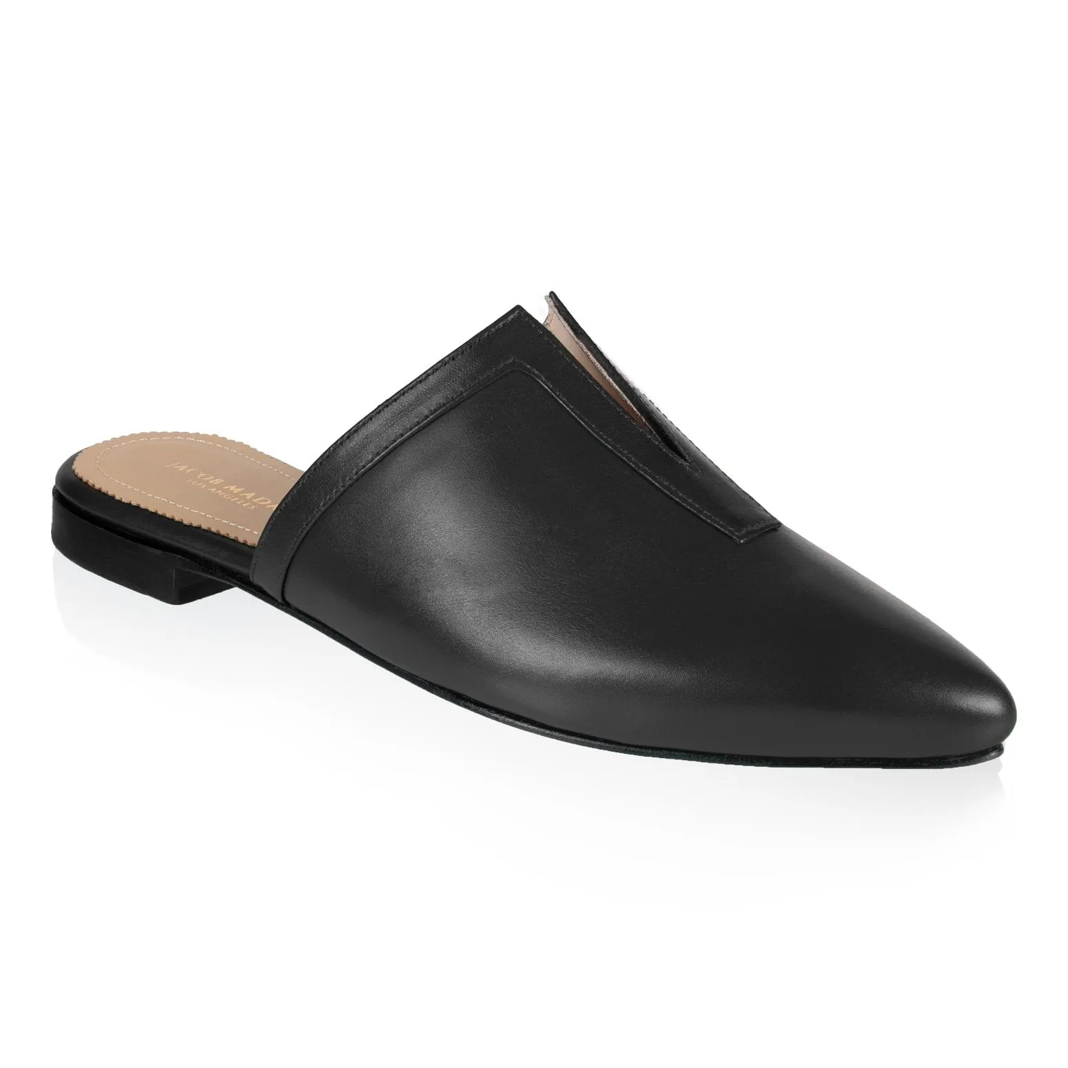 Pointy-toe Flat Mule in Calfskin with Slit