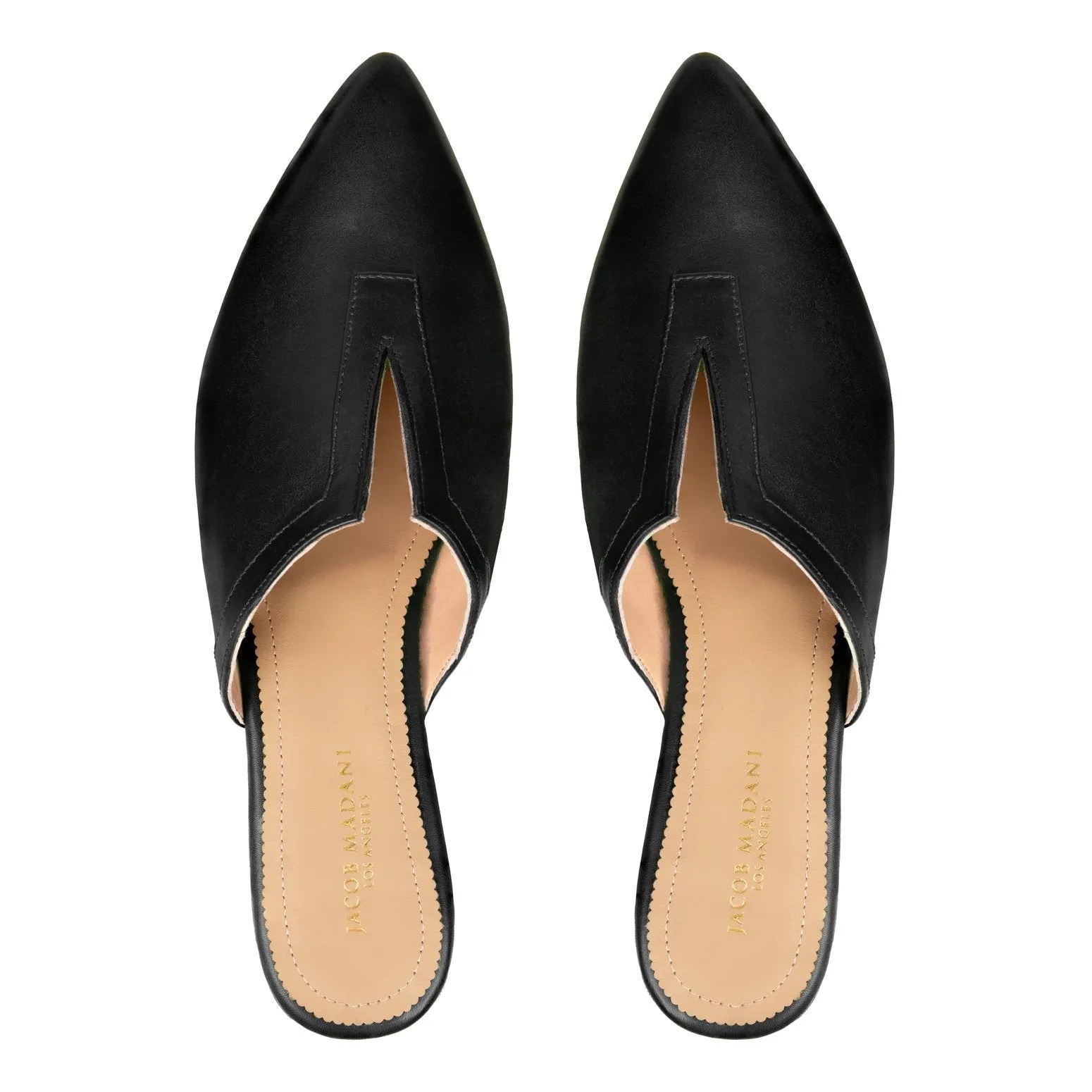 Pointy-toe Flat Mule in Calfskin with Slit