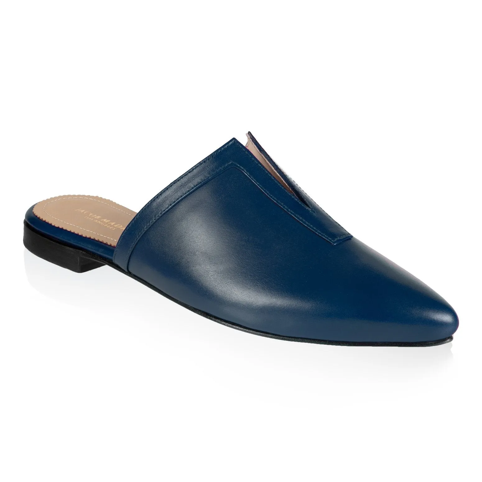 Pointy-toe Flat Mule in Calfskin with Slit