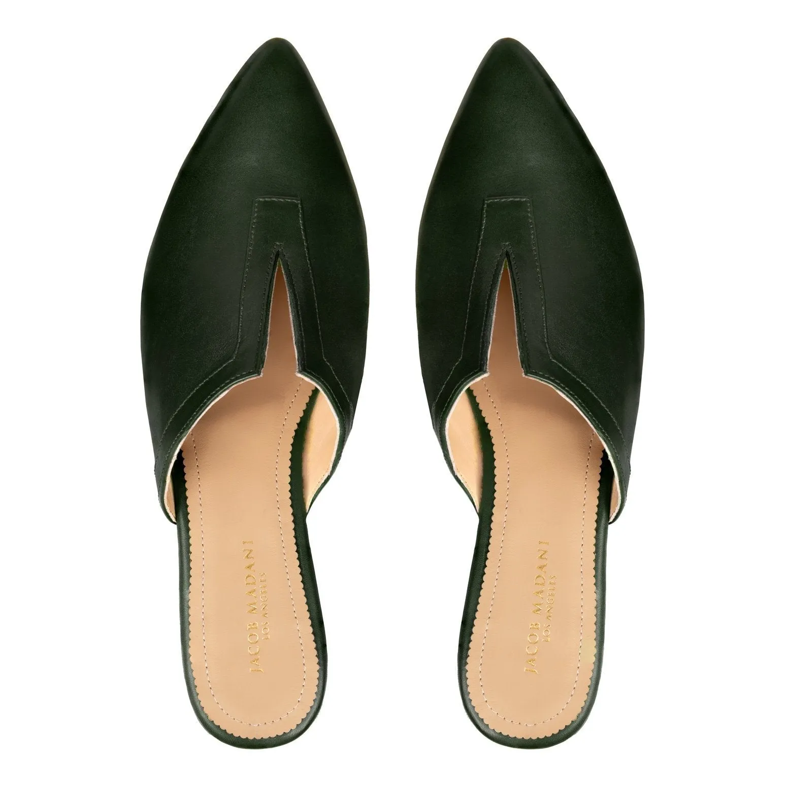 Pointy-toe Flat Mule in Calfskin with Slit