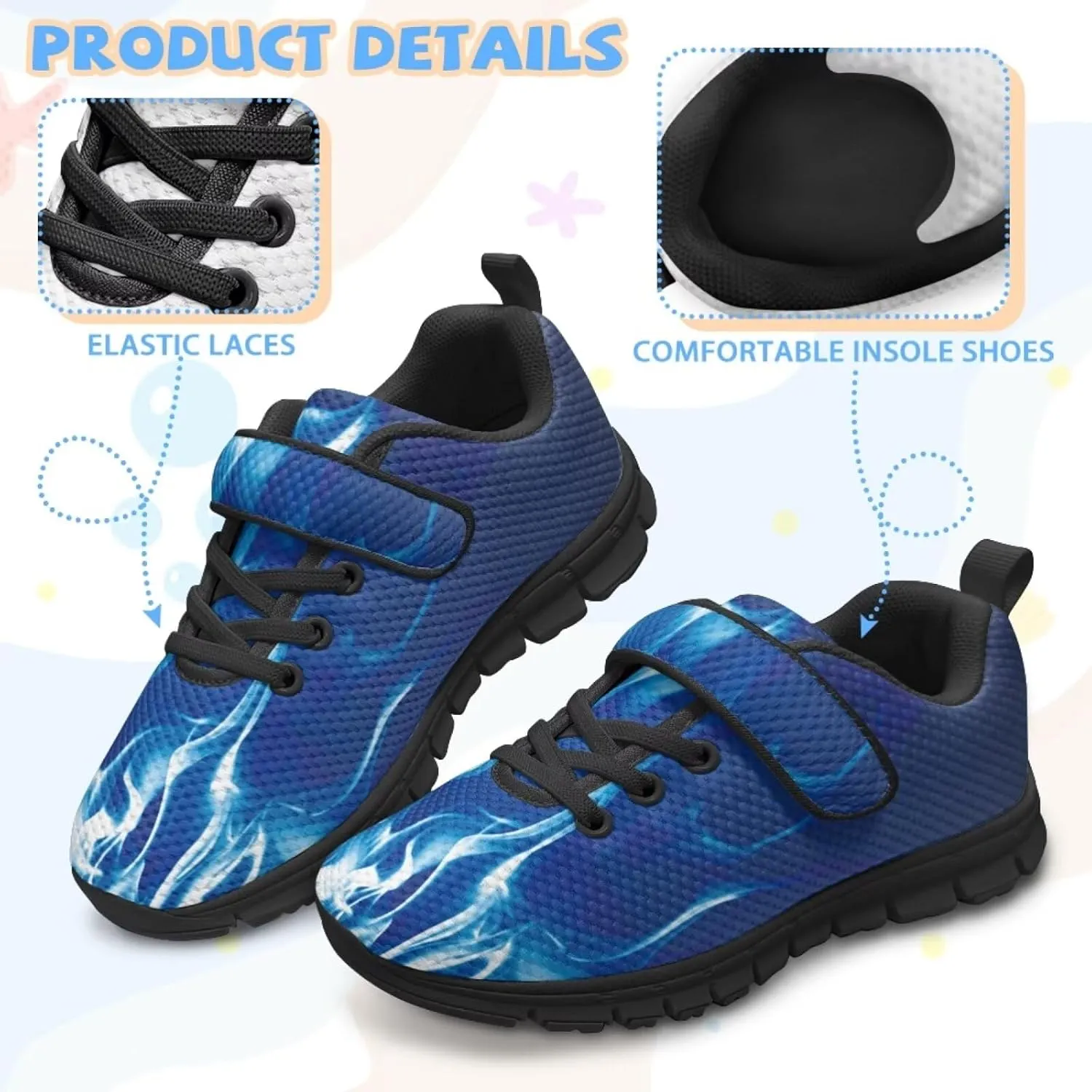 Print Shoes for Kids Boys Cute Shoes for Running Walking Slip On Shoes