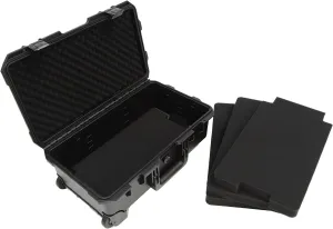 Protective Camera Case, 22" Wheeled Waterproof Protective Hard Case, 110 lbs Load Multi-purpose Transport Storage Box with Foam, Carry-on Trolley Case with Retractable Pull Handle, 14*9.3*22in Black