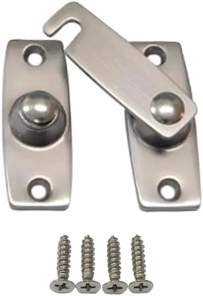 QCAA 2.5" x 2.65", Large, Heavy Forged Solid Brass Door Latch, 180 Degrees Flat Surface Mounting Door Latch Buckle for Doors & Windows, Satin Nickel, 1 Pack, Made in Taiwan