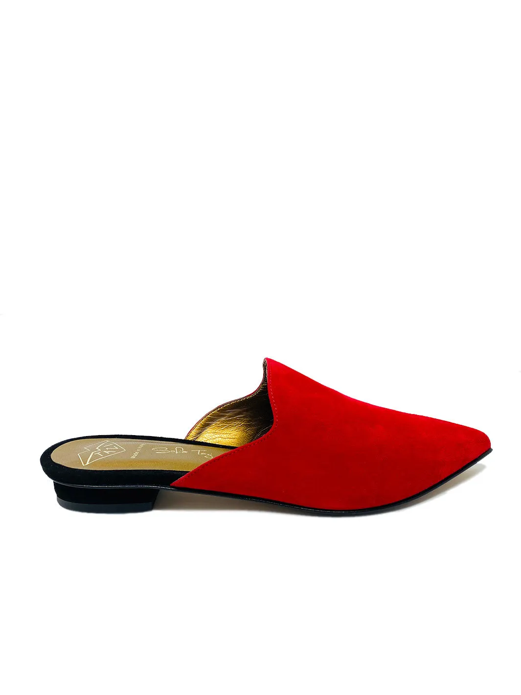 "Aisha" Suede Mules dual tone Red and Black