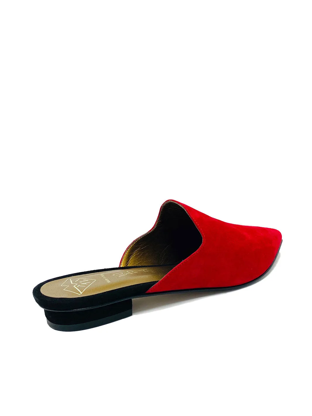 "Aisha" Suede Mules dual tone Red and Black
