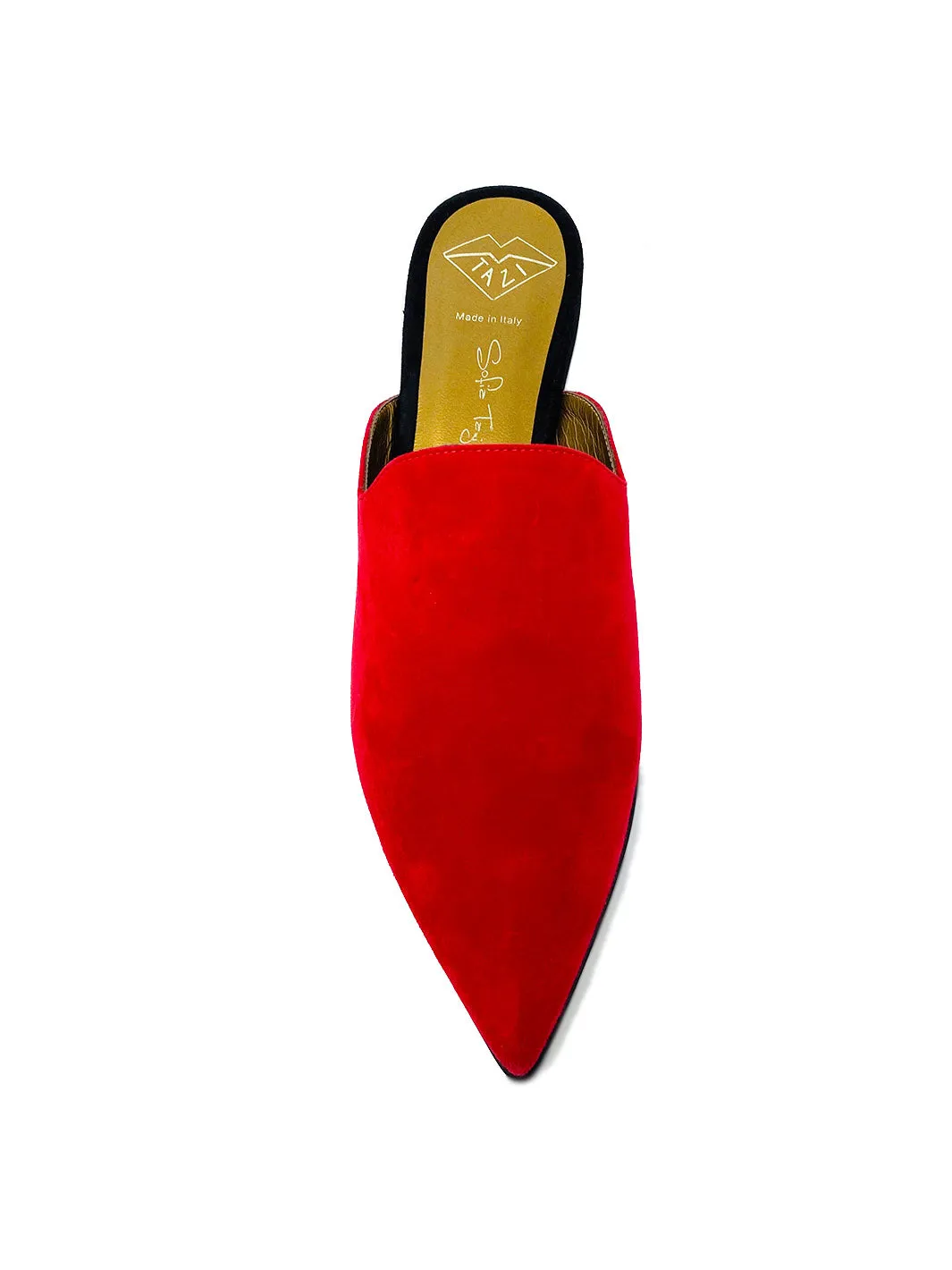 "Aisha" Suede Mules dual tone Red and Black