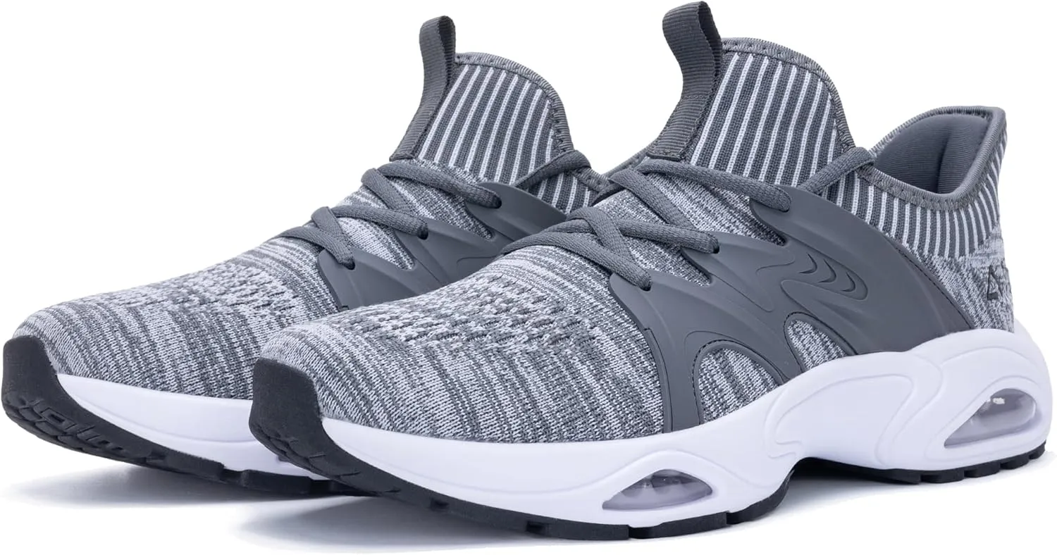 Quseek Men's Slip On Athletic Shoes Running Walking Comfortable Tennis Gym Fashion Sneakers Breathable Non Slip Workout Cross Training Shoe US Size 8-13