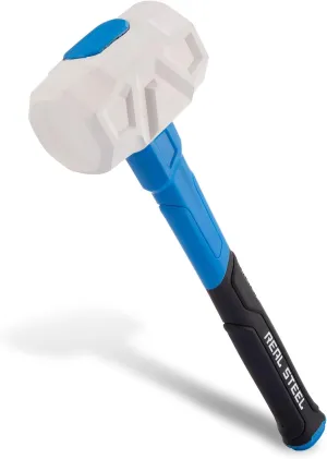 Real Steel Rubber Mallet 32 OZ White Rubber Hammer with Soft Head for Flooring, Woodworking, Camping, Automotive