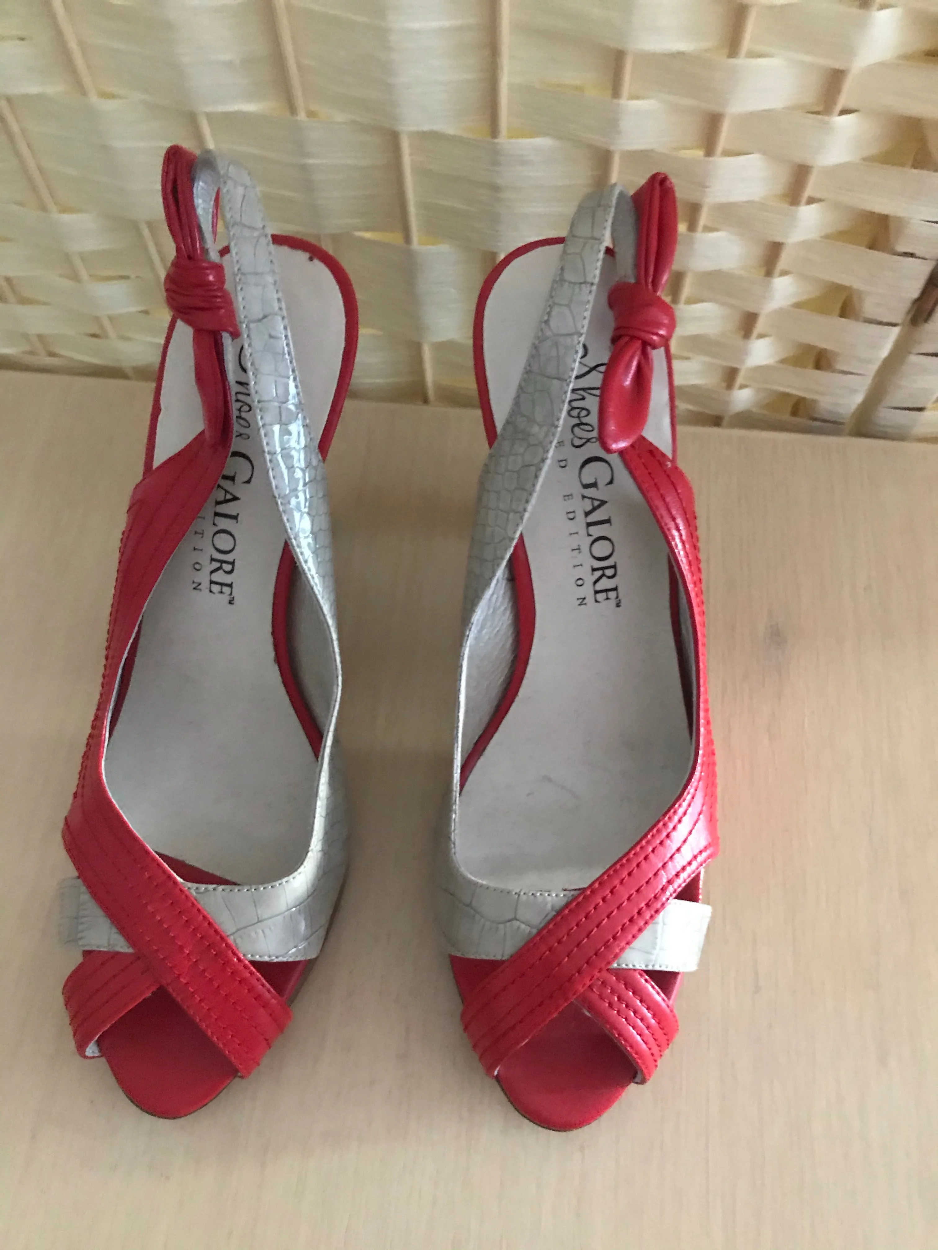 Red  & Grey Sling Back High Heel Sandal in Size 5 Only - REDUCED