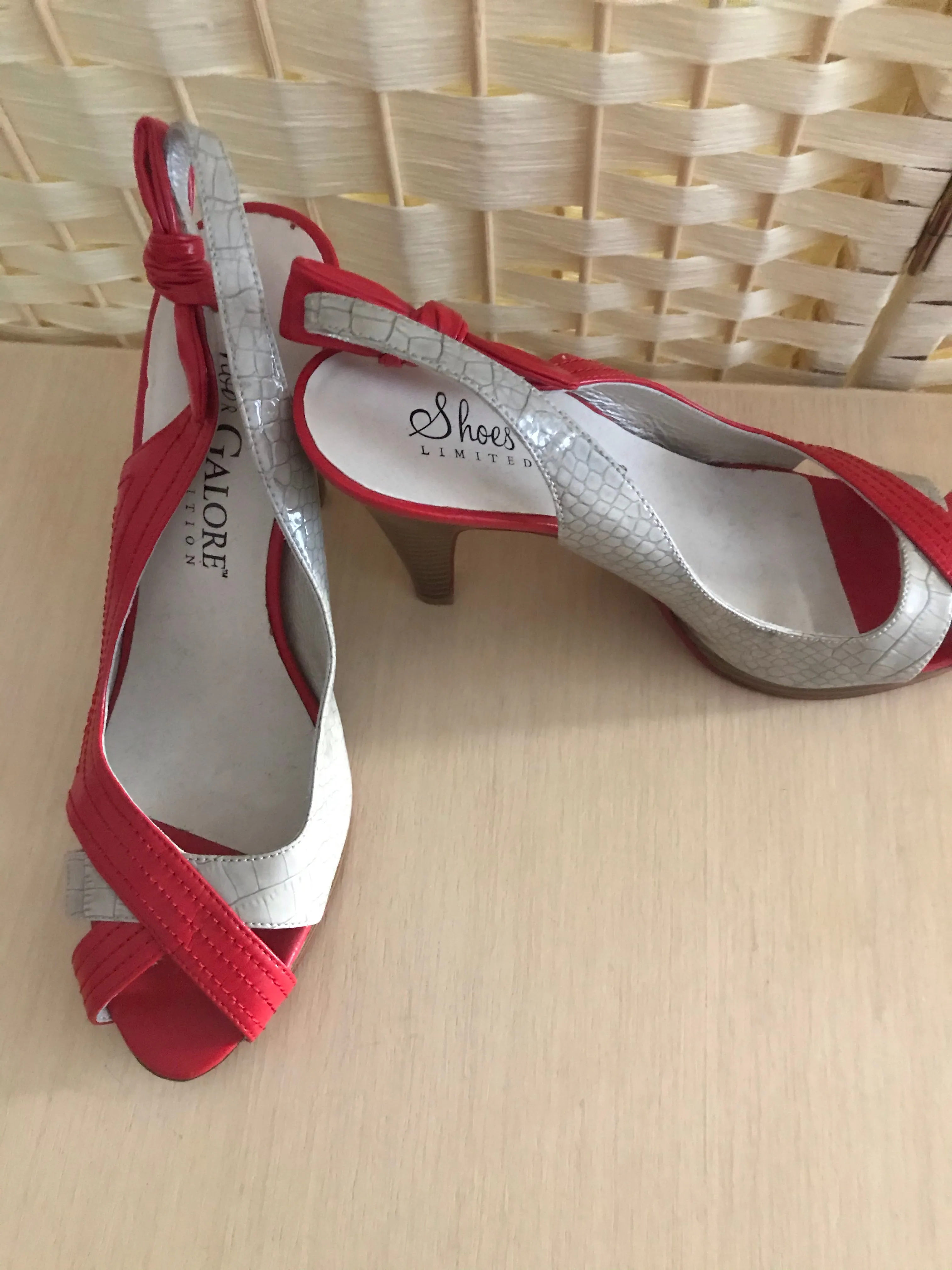 Red  & Grey Sling Back High Heel Sandal in Size 5 Only - REDUCED