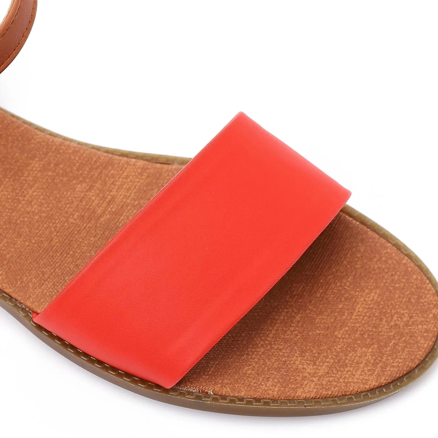 Red Side Buckle Flat Sandal