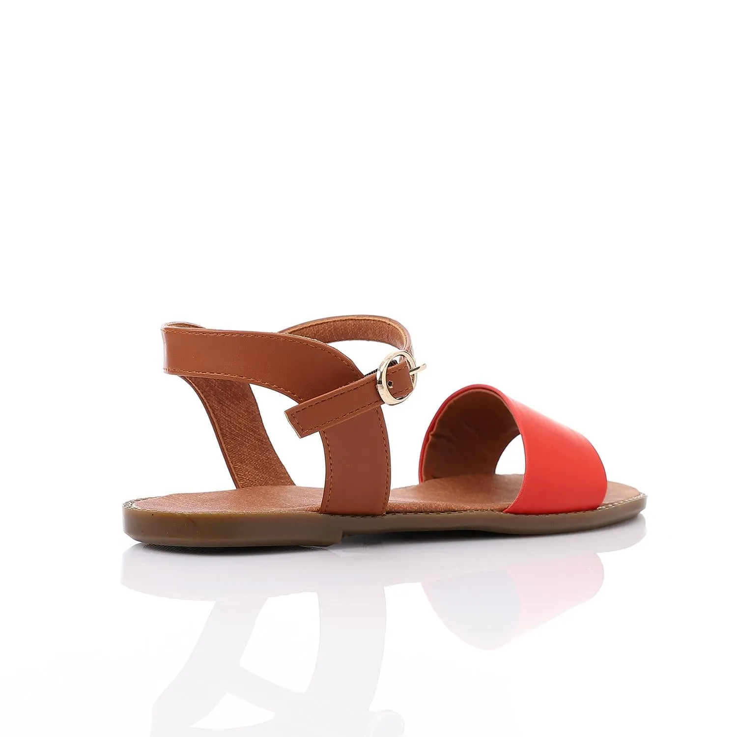 Red Side Buckle Flat Sandal