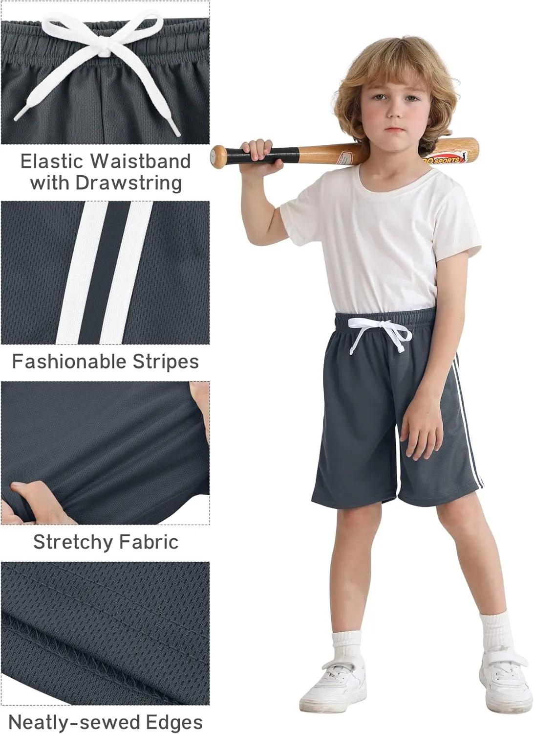 Resinta Toddler Boys Shorts Boys Quick Dry Athletic Pull-On Shorts with Elastic Waist for Summer Playwear
