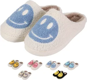 Retro Fuzzy Face Slippers for Women men， Womens Girls Cute Yellow the Lable Face House Slippers for Indoor Outdoor Pink/White/Black/Blue