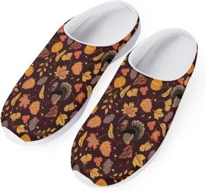 Rnyleeg Women's Arch Support Clogs Garden Shoes Slip-on Outdoor Beach Slippers Fall Thanksgiving Theme Home Clog Slippers