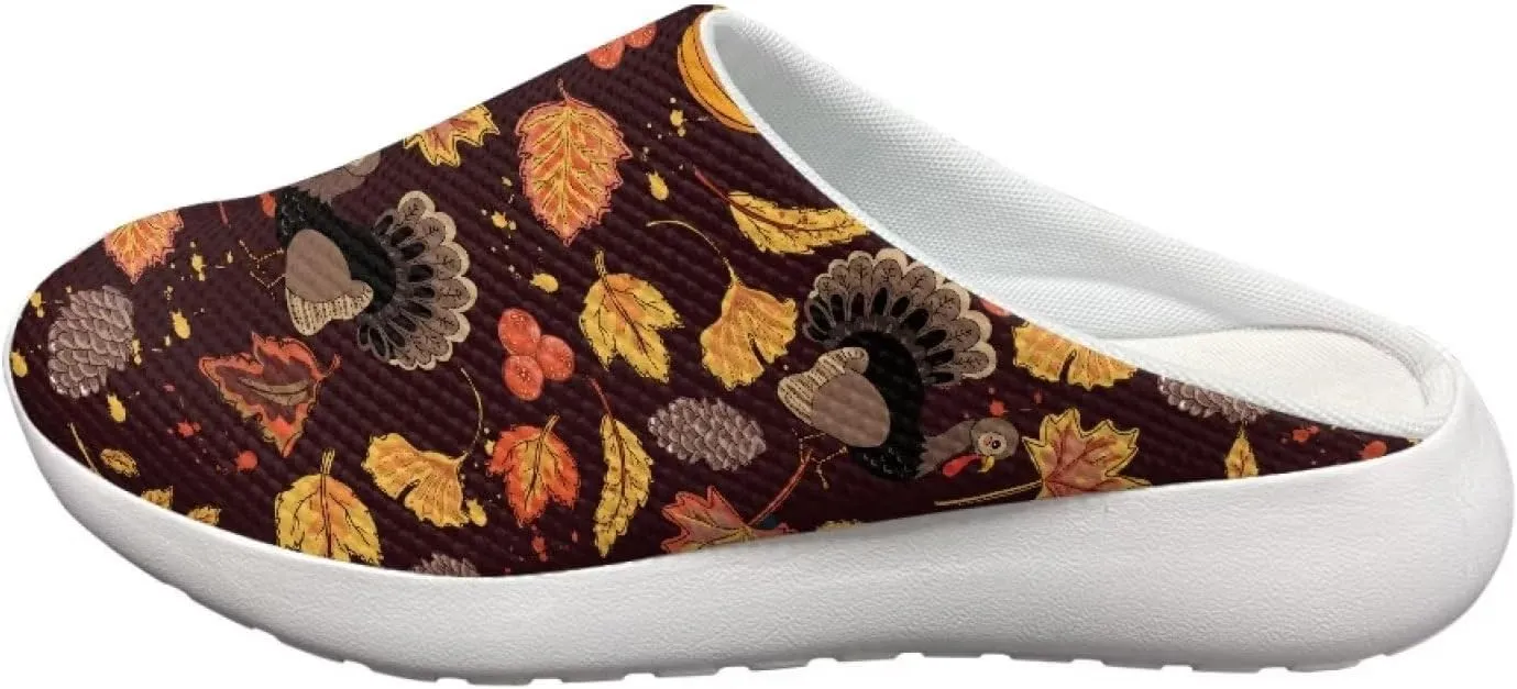 Rnyleeg Women's Arch Support Clogs Garden Shoes Slip-on Outdoor Beach Slippers Fall Thanksgiving Theme Home Clog Slippers