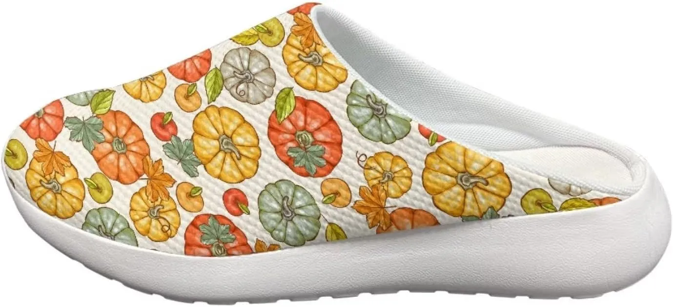 Rnyleeg Women's Arch Support Clogs Garden Shoes Slip-on Outdoor Beach Slippers Fall Thanksgiving Theme Home Clog Slippers