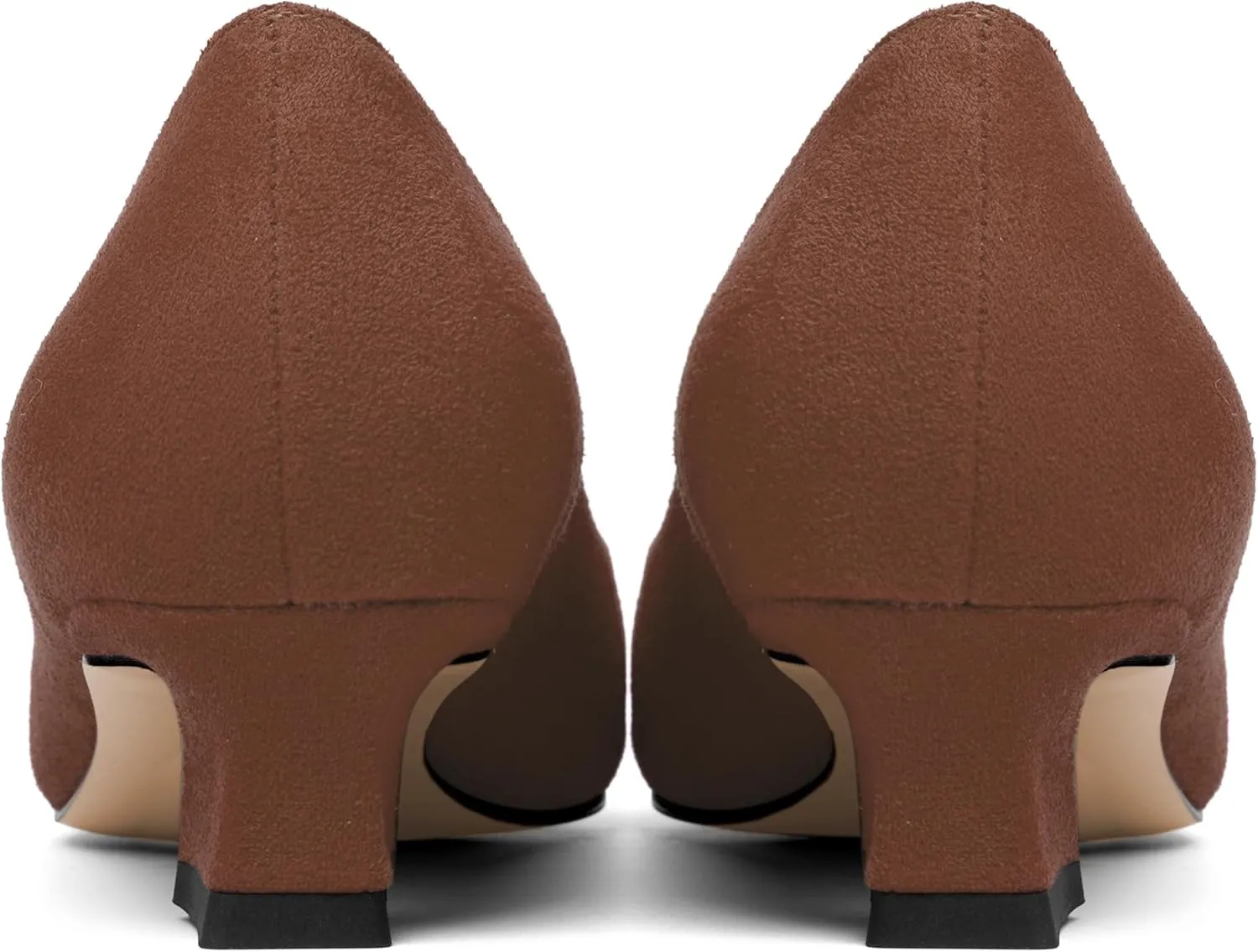 ROSERWISH Womens Suede Fashion Round Toe Casual Slip On Dating Chunky Low Heel Pumps Shoes 1.5 Inch