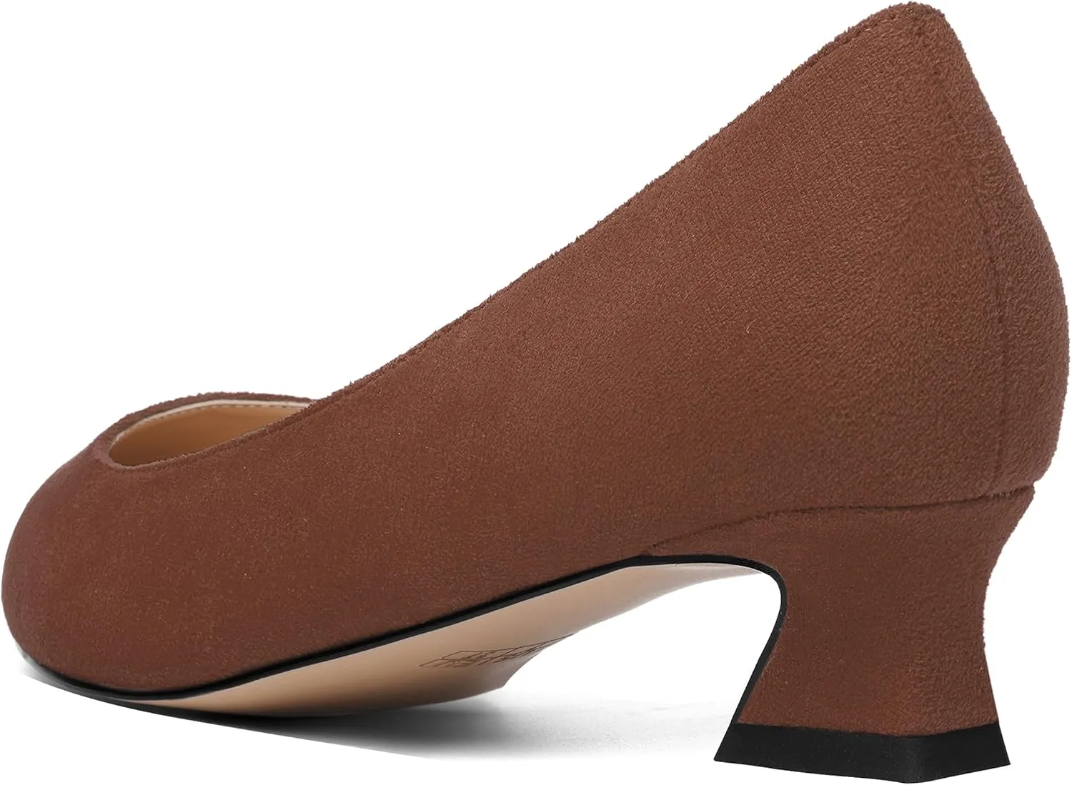 ROSERWISH Womens Suede Fashion Round Toe Casual Slip On Dating Chunky Low Heel Pumps Shoes 1.5 Inch