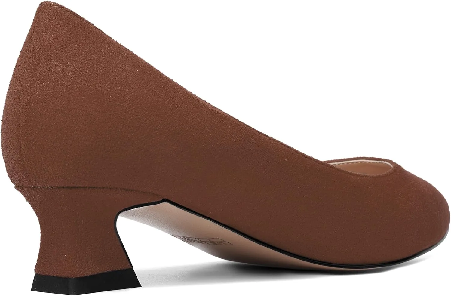 ROSERWISH Womens Suede Fashion Round Toe Casual Slip On Dating Chunky Low Heel Pumps Shoes 1.5 Inch