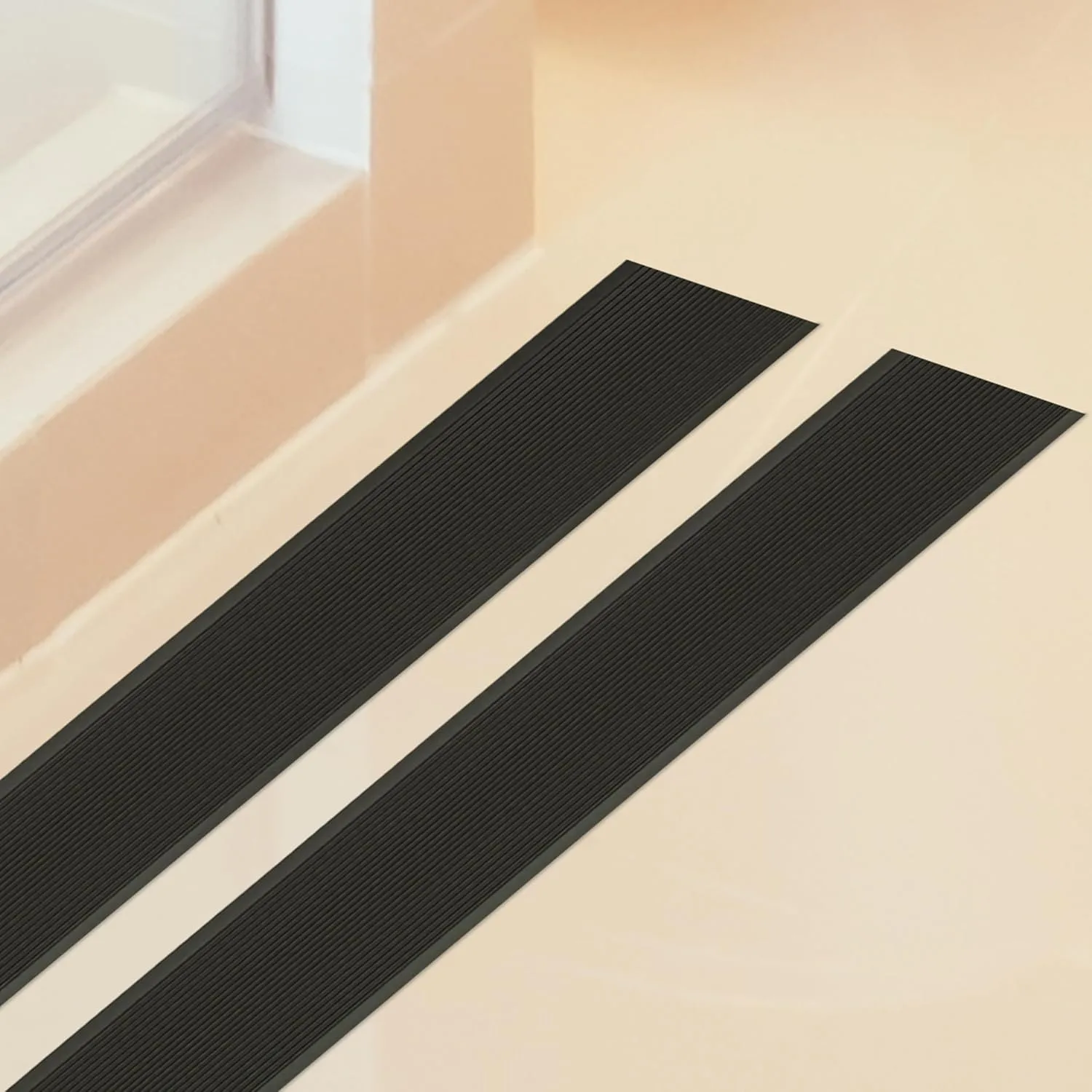 Rubber Bond 4x36in Anti Slip Stair Treads (15-Pack) - Waterproof Outdoor/Indoor Heavy Duty Non-Skid Tape for Stairs - Adhesive Rubber Grip Strips for Steps & Ramps - Black