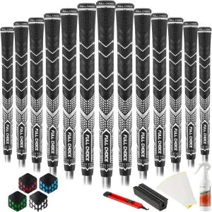 Rubber Golf Grips 13 Pack, High Traction, Non-Slip, Advanced Texture, Choose from 13 Grips or 13 Grips with Regripping Kit, Standard/Mid/Jumbo Size, 4 Colors Available RG01 Golf Club Grips