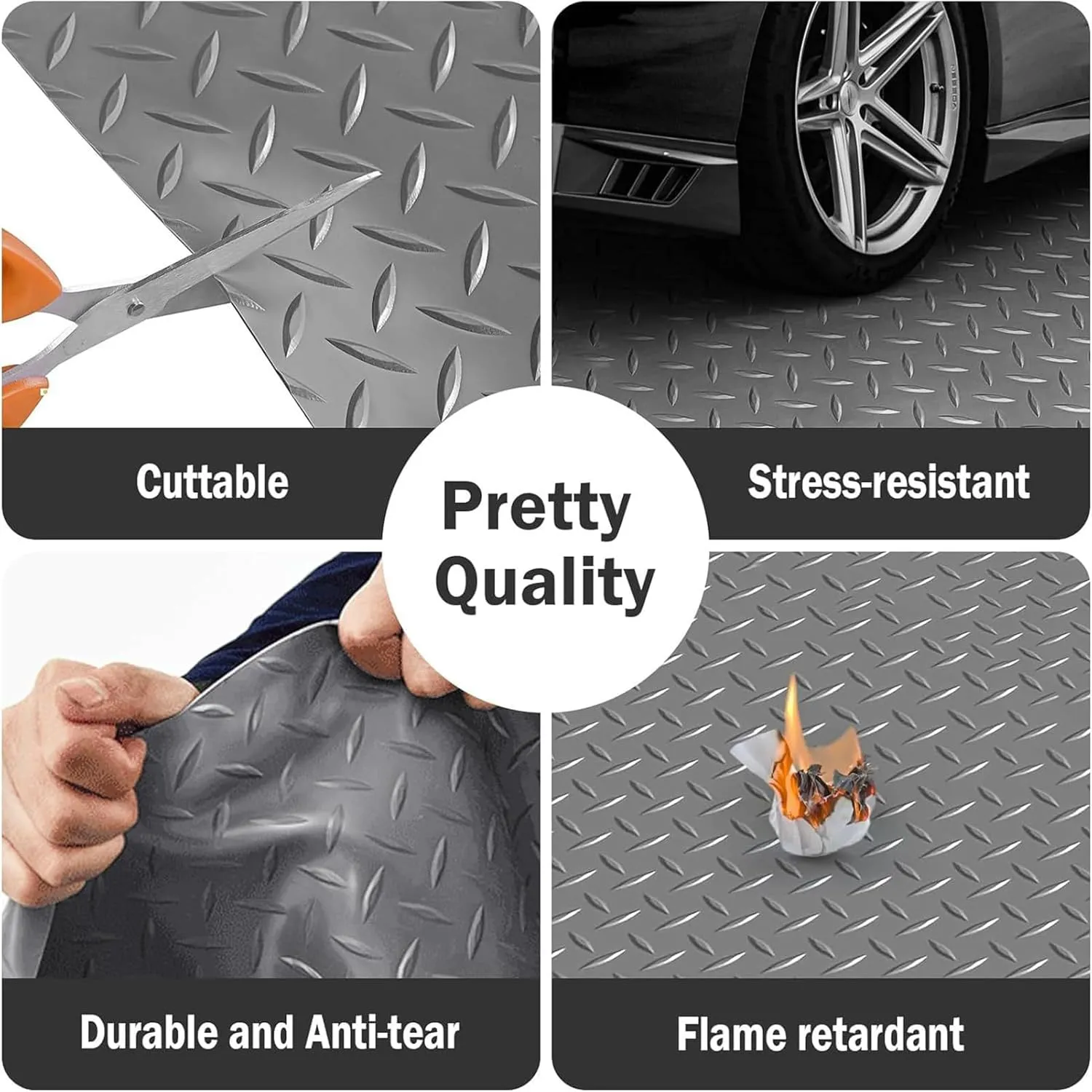 Rubber Matting Roll | Heavy Duty Rubber Mat Ideal for Garage Flooring, Gym Floor & Van Flooring | Non Slip Waterproof Rubber Sheet,Gray,1.2x9m