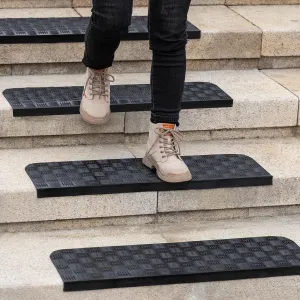 Rubber Stair Treads Non Slip Outdoor/Indoor 30" x 10" 6-Pack, Outdoor Stair Treads with Nosing for Garage, Patio, Wooden Marble Tile Metal Concrete Steps