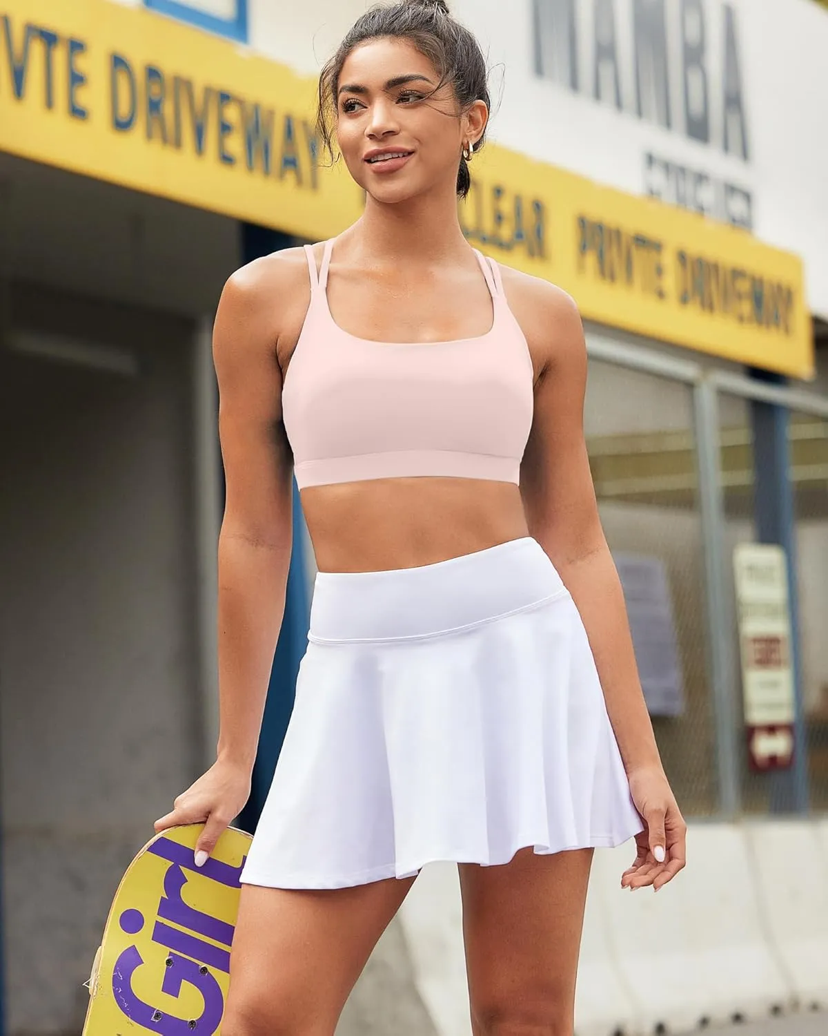 RUNNING GIRL High Impact Sports Bras for Women - Scoop Neck Strappy Sports Bra High Support Moulded Cup Workout Bra