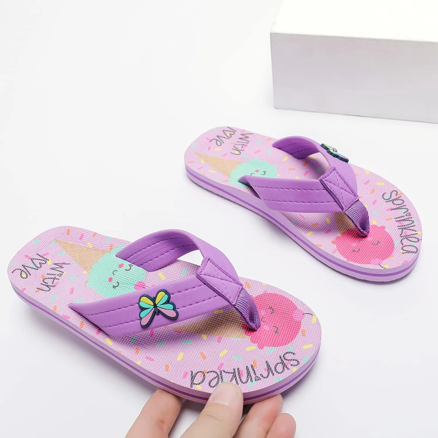 Saidoteto Boys Girls Flip Flops Child Summer Slip-on Thong Sandals Beach Pool Water Shoes(Little/Big Kid)