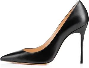 SAMMITOP Women's Pointed Toe Pumps Classic Slip-on 100mm High Heels Office Dress Shoes