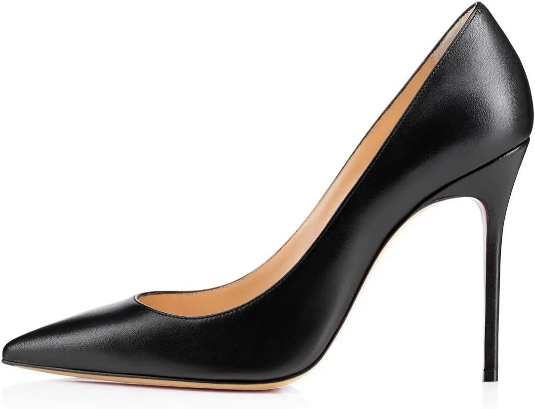 SAMMITOP Women's Pointed Toe Pumps Classic Slip-on 100mm High Heels Office Dress Shoes