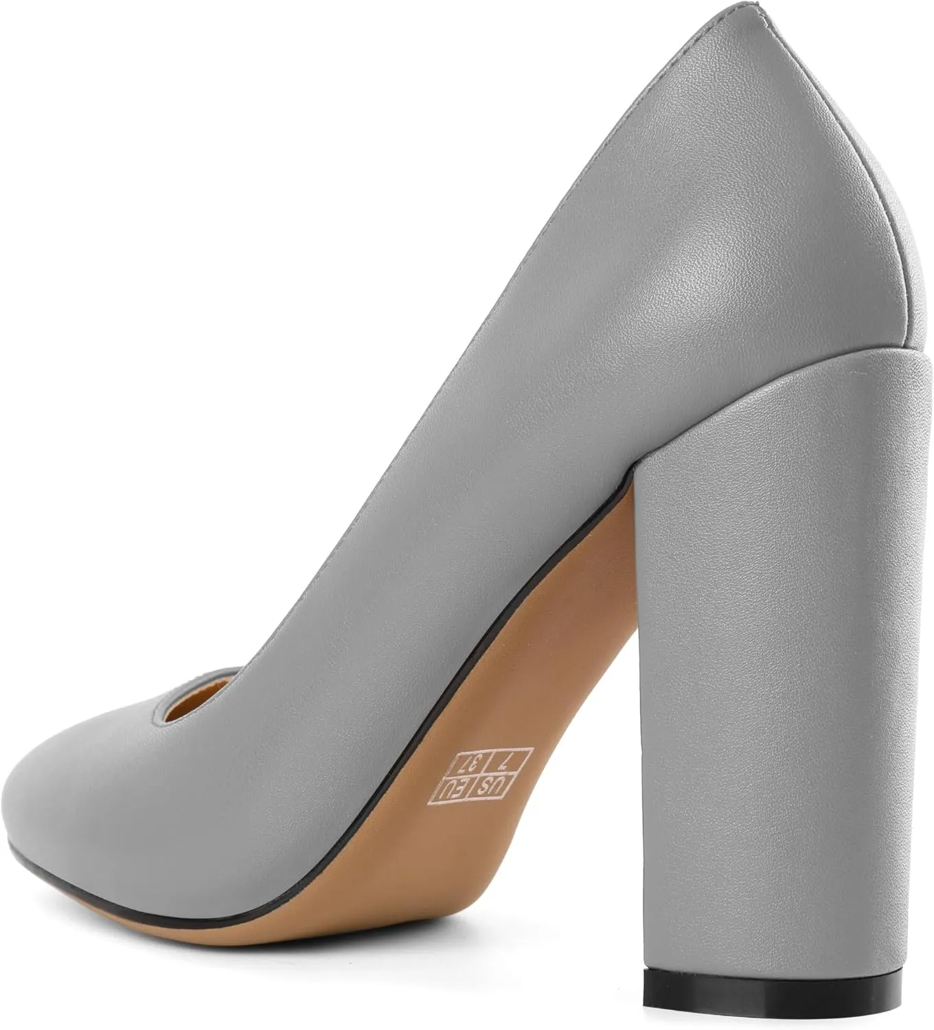SAMMITOP Women's Round Toe Block Heel Pumps Slip On Chunky High Heels Classic Dress Shoes for Wedding Party Events 4''