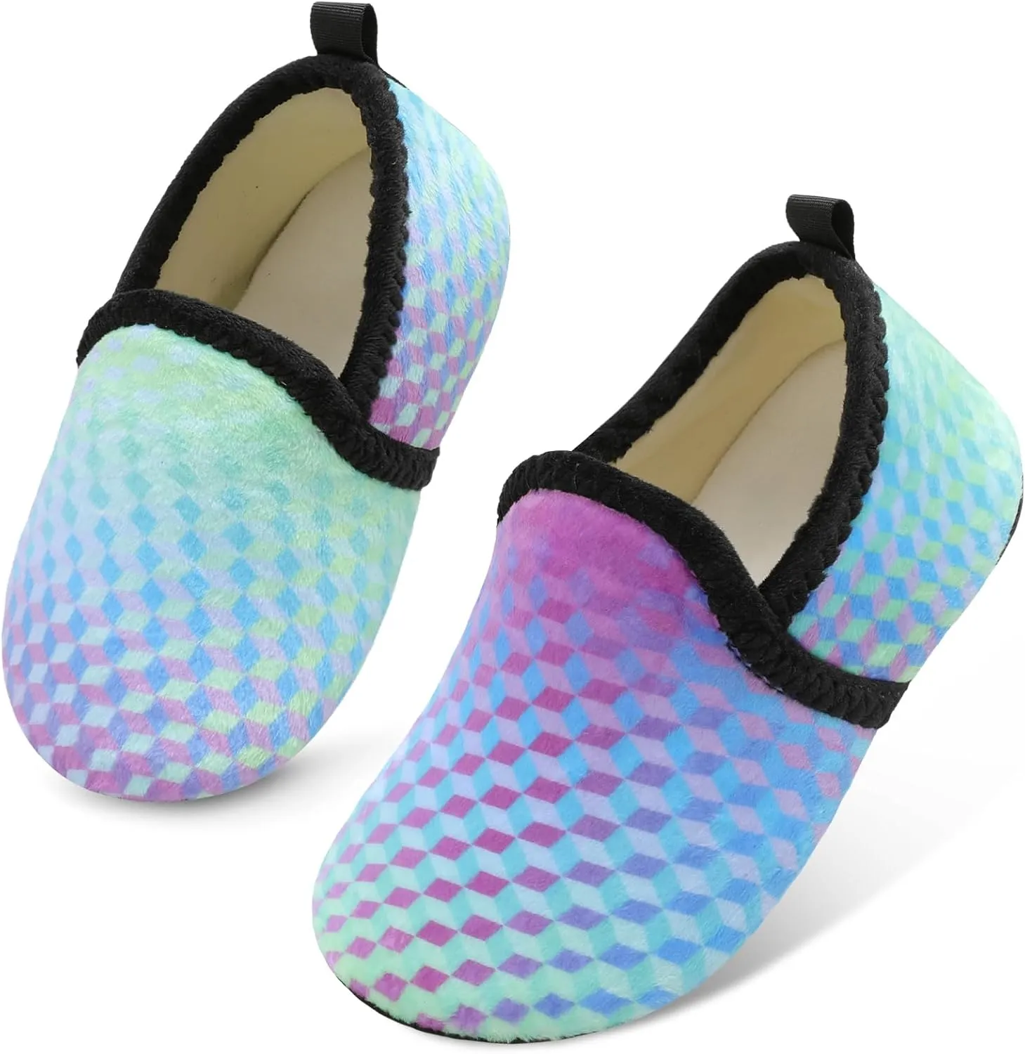Scurtain Unisex Big Kids Little Kids Slippers Socks Artificial Woolen Slippers with Non-slip Rubber Sole for Big Boys Girls Little Boys Girls