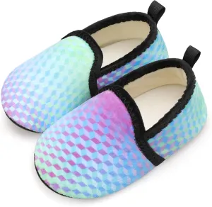 Scurtain Unisex Big Kids Little Kids Slippers Socks Artificial Woolen Slippers with Non-slip Rubber Sole for Big Boys Girls Little Boys Girls
